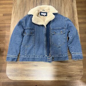Denim Boulevard LA Women's Blue Denim Jeans Sherpa Shearling Faux Fur Jacket